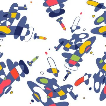 Hand drawn geometric seamless repeat pattern. Template design for card. Trendy Stock Illustration