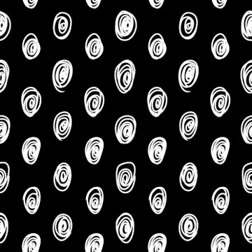 Hand drawn geometric seamless repeat pattern. Wet brush spiral strokes texture - Stock Illustration