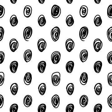 Hand drawn geometric seamless repeat pattern. Wet brush spiral strokes textur Illustrazione stock
