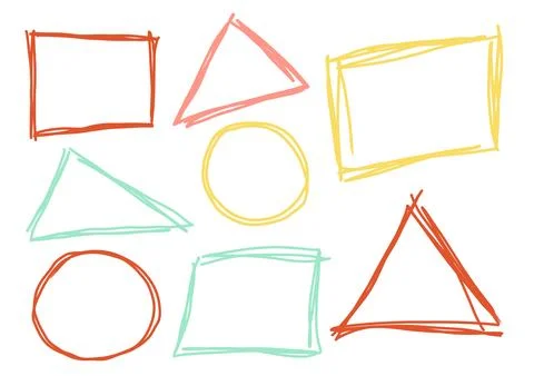 Hand drawn geometric shapes in different colors Stock Illustration