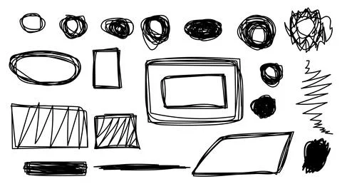 Hand drawn geometric shapes elements for posters and flyers. Stock Illustration