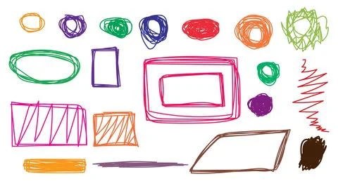 Hand drawn geometric shapes elements for posters and flyers. Stock Illustration