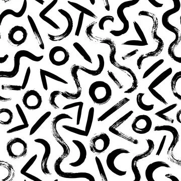 Hand drawn geometric shapes vector seamles pattern Stock Illustration