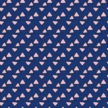 Hand drawn geometric triangle seamless pattern on blue background. Creative s 스톡 일러스트