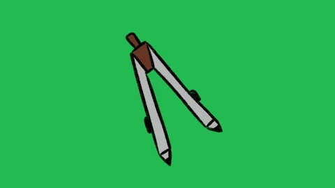 Hand-Drawn Geometry Compass Divider | 2D Animated Drafting Tool on green screen  Stockbeeldmateriaal 333983012
