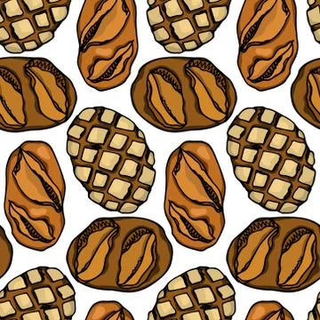 Hand drawn German bread pattern Stock Illustration