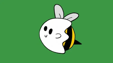 Hand-Drawn Ghost Bee Mascot Animation on Green Screen Video stock 318410141