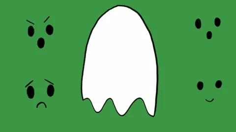 Hand-Drawn Ghost Faces Pack with Emotions on Green Screen Video stock 318410170