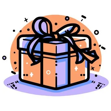 Hand Drawn gift box in doodle style Stock Illustration
