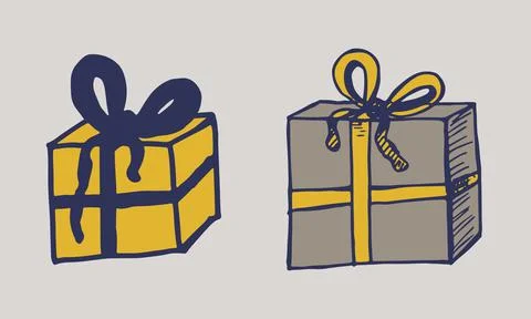 Hand drawn gift box Stock Illustration