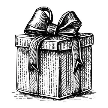 Hand drawn of gift box. Stock Illustration