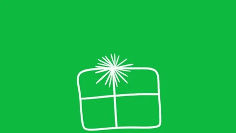 Hand Drawn Gift Box Line Art 2D Green Screen Animated Bow Overlay Stock Footage 342398595