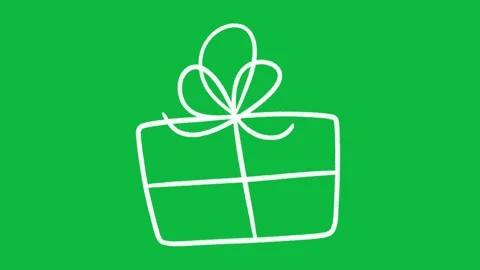 Hand Drawn Gift Box Line Art 2D Green Screen Animated Bow Overlay Stock Footage 342398616