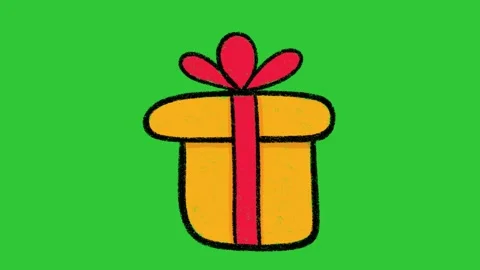 Hand-Drawn Gift Box Present Animation on Green Screen | Birthday gift Vidéo 332614754