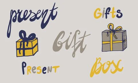 Hand drawn gift box. Present for Christmas or Birthday Stock Illustration