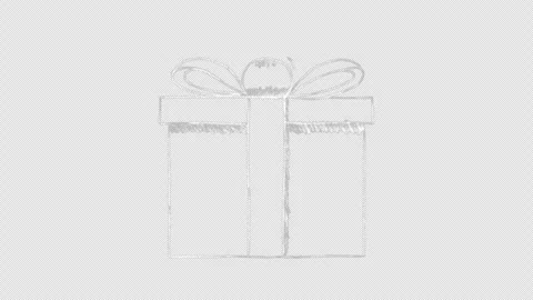 Hand drawn gift box with ribbon bow chalk sketch, blackboard background Stock Footage 335234825