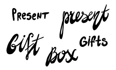 Hand drawn gift box word Stock Illustration