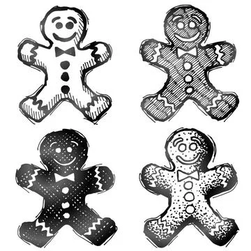 Hand drawn gingerbread man Stock Illustration
