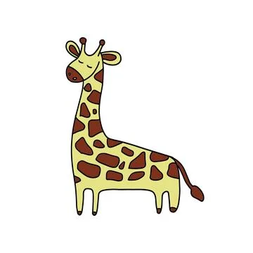 Hand drawn giraffe on a white background Stock Illustration
