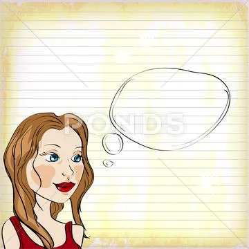 Hand drawn girl on old paper Stock Illustration