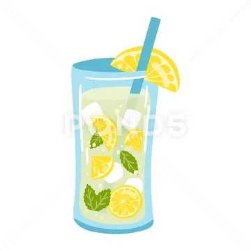 Lemonade Glass Jug Ice Cube Lemon Stock Vector (Royalty Free