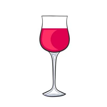 Hand drawn glass of red wine isolated on white for design, stock vector illus Stock Illustration