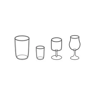 Hand drawn glasses for drinks. Stock Illustration
