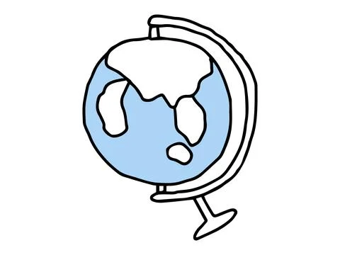 Hand-drawn globe illustration isolated on a white background. Concept of world 스톡 일러스트