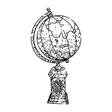 Hand drawn globe showing world exploration and education Stock Illustration
