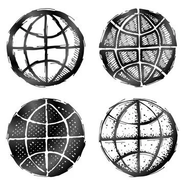 Hand drawn globe symbol Illustrazione stock