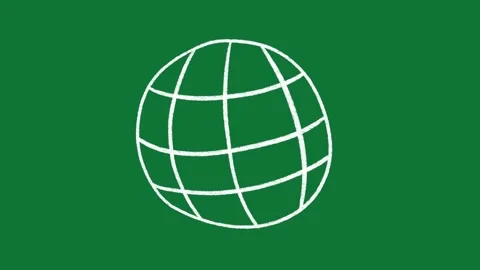 Hand-Drawn Globe World Icon 2D Animation on Green Screen Stock Footage 334608954