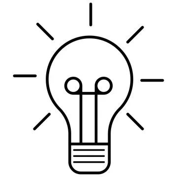 Hand drawn glowing light bulb. Abstract representation of the origin of an idea. Stock Illustration