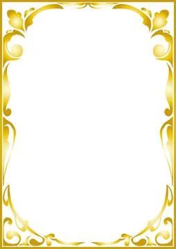 Hand-Drawn Golden Gradient Art Nouveau A4 Frame イラスト素材