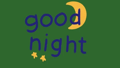 Hand-Drawn Good Night Text Animation with Moon and Stars | Sleepy Bedtime Stock Footage 329940698