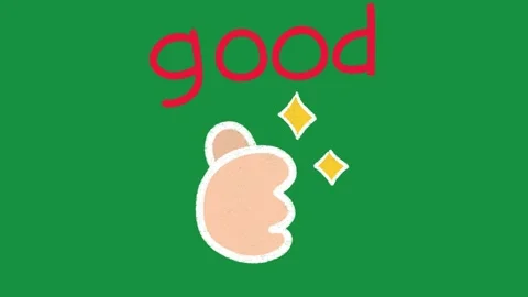 Hand Drawn Good Text and Thumbs Up Animation Overlay with Sparkles and Cartoon  库存影片 335124725
