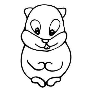 Hand drawn gopher. Cartoon gopher outline doodle style. Vector transparent il Stock Illustration