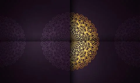 Hand drawn gradient golden luxury colorful mandala creative art template Illustrazione stock