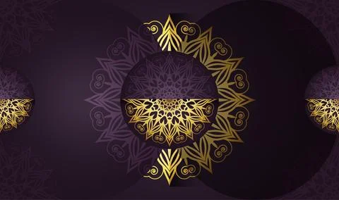 Hand drawn gradient luxury color with golden colorful creative mandala art 스톡 일러스트