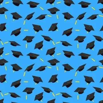 Hand drawn graduation seamless pattern. Illustrazione stock