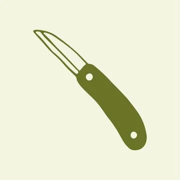 Hand drawn grafting knife or folding pruning blade. Specialized tool for plant Stock Illustration