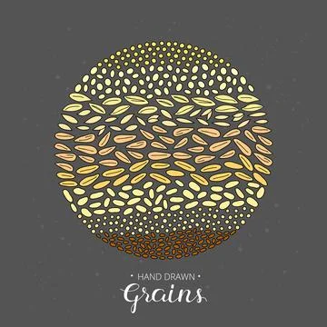 Hand drawn grains in circle. イラスト素材