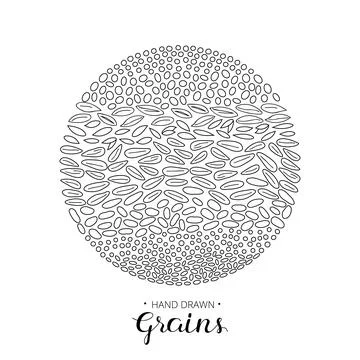 Hand drawn grains in circle. 스톡 일러스트