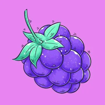 Hand drawn grapes cartoon vector Stock Illustration