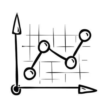 Hand drawn graph with arrows icon. Sign or symbol Isolated on white backgroun Stock Illustration
