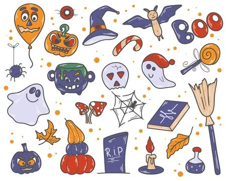 Hand drawn graphic elements of Halloween Illustrazione stock