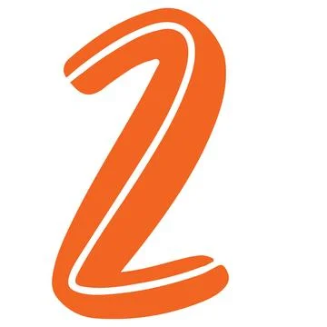 A hand-drawn graphic illustration featuring number 2 with stylized number 2,  Stock Illustration