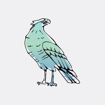 Hand-drawn graphics, bird predator, bird of prey Stock Illustration