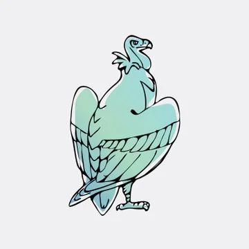 Hand-drawn graphics, bird predator, bird of prey Stock Illustration