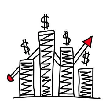 Hand drawn a graphics graph to top point growing data to concept of profit in Stockillustratie