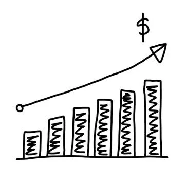 Hand drawn a graphics graph to top point growing data to concept of profit in 스톡 일러스트